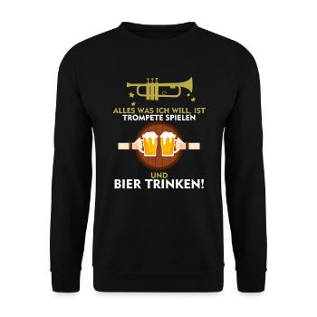 Trompete shirt • Bier shirt • Musiker Geschenk - Unisex Pullover - Schwarz - Vorne - Alina (178cm) & Michal (187cm)