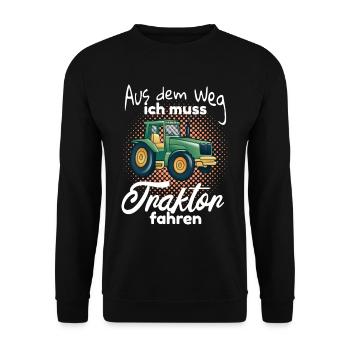 Kinder Traktor fahren Spruch - Unisex Pullover - Schwarz - Vorne - Alina (178cm) & Michal (187cm)