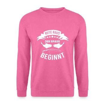 Angler shirt Rute Raus de spass beginnt Geschenk - Unisex Pullover - Pink - Vorne