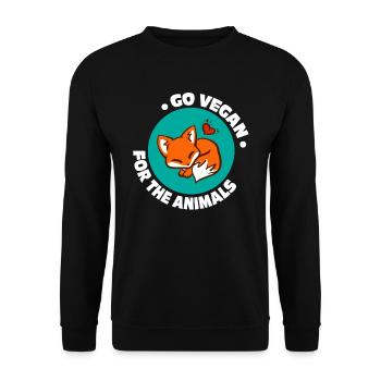 GO VEGAN FOR THE ANIMALS / Veganer / Animal rights - Unisex Sweatshirt - black - Front - Alina (178cm) & Michal (187cm)