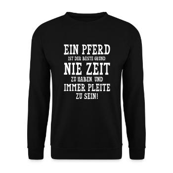 Ein Pferd ist der beste Grund nie Zeit zu haben - Unisex Pullover - Schwarz - Vorne - Alina (178cm) & Michal (187cm)