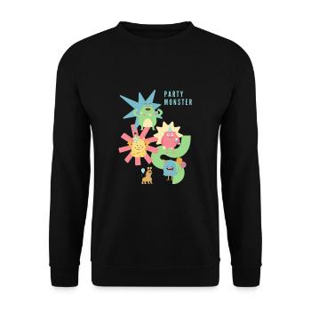 Happy Birthday Party Monster. Geburtstag - Unisex Pullover - Schwarz - Vorne - Alina (178cm) & Michal (187cm)