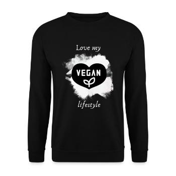 Vegan Living Love My Vegan Lifestyle - Unisex Sweatshirt - black - Front - Alina (178cm) & Michal (187cm)
