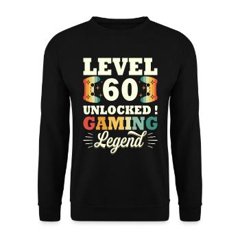 Niveau 60 Anniversaire Gamer 60 Ans - Sweat-shirt Unisexe - noir - Devant - Alina (178cm) & Michal (187cm)
