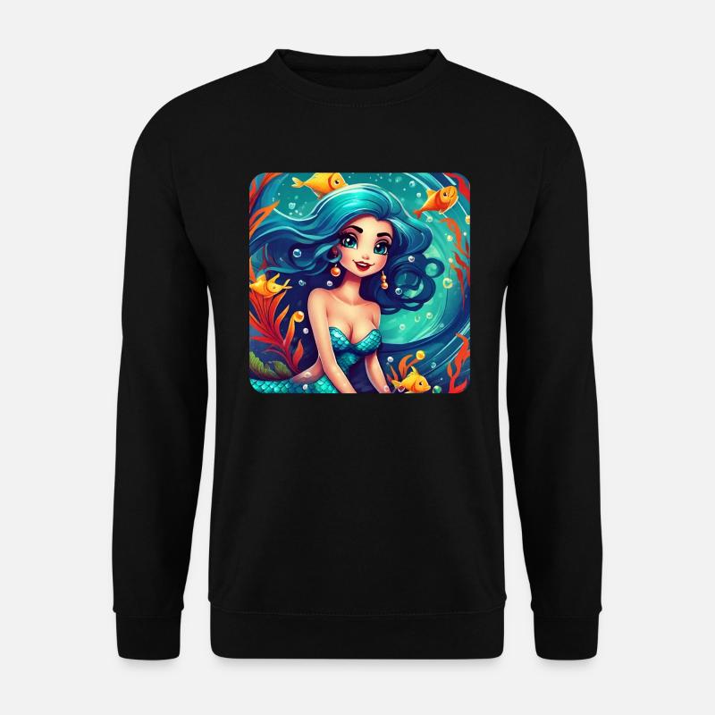 Cute mermaid with fish - Unisex Sweatshirt - black