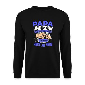 Stolzer Papa & Sohn Spruch Vater Familie Geschenk - Unisex Pullover - Schwarz - Vorne - Alina (178cm) & Michal (187cm)