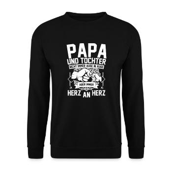 Stolzer Papa & Tochter Geschenk Vater Danke Spruch - Unisex Pullover - Schwarz - Vorne - Alina (178cm) & Michal (187cm)