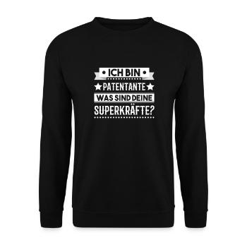 Patentante Patenkind Patensohn Geschenk Spruch - Unisex Pullover - Schwarz - Vorne - Alina (178cm) & Michal (187cm)
