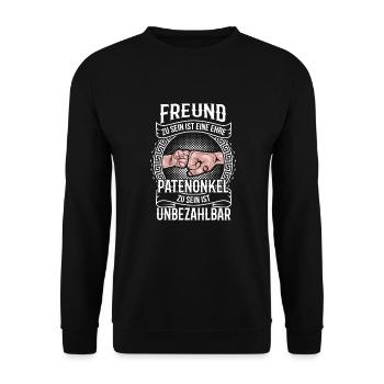 Patenonkel - Unisex Pullover - Schwarz - Vorne - Alina (178cm) & Michal (187cm)