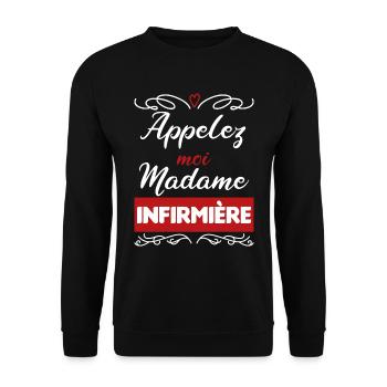 cadeau marrant madame femme infirmière - Sweat-shirt Unisexe - noir - Devant - Alina (178cm) & Michal (187cm)