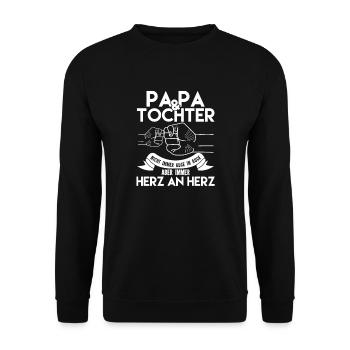 Papa Geschenk Vater Spruch Tochter Lustig Stolzer - Unisex Pullover - Schwarz - Vorne - Alina (178cm) & Michal (187cm)