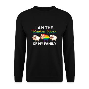 Trans Pride Regenbogen Gay LGBT Ally Bekleidung Bi - Unisex Pullover - Schwarz - Vorne - Alina (178cm) & Michal (187cm)