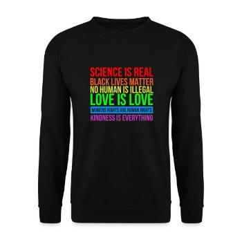 Rainbow Kleidung LGBT Mann LGBTQ Gay Pride Outfit - Unisex Pullover - Schwarz - Vorne - Alina (178cm) & Michal (187cm)