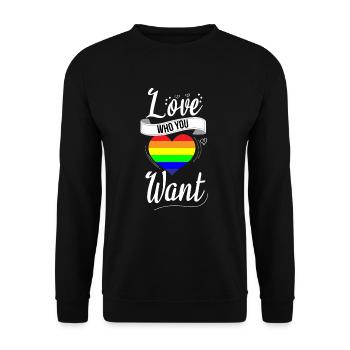 Trans Pride Regenbogen Gay LGBT Ally Bekleidung Bi - Unisex Pullover - Schwarz - Vorne - Alina (178cm) & Michal (187cm)