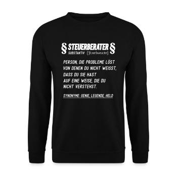 Steuerberater Definition Person die Probleme löst - Unisex Pullover - Schwarz - Vorne - Alina (178cm) & Michal (187cm)