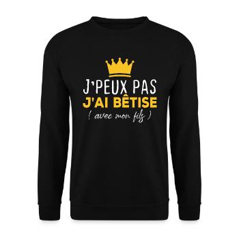 Ich kann nicht mit meinem Sohn wetten - Unisex Pullover - Schwarz - Vorne - Alina (178cm) & Michal (187cm)