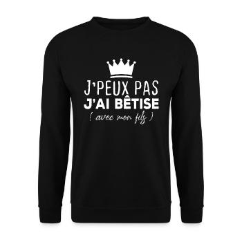 Ich kann nicht mit meinem Sohn wetten - Unisex Pullover - Schwarz - Vorne - Alina (178cm) & Michal (187cm)
