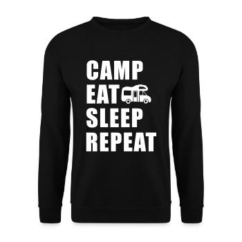 Camp Eat Sleep Repeat motorhome in white - Unisex Sweatshirt - black - Front - Alina (178cm) & Michal (187cm)
