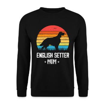 English Setter Mama Retro Vintage - Unisex Pullover - Schwarz - Vorne - Alina (178cm) & Michal (187cm)