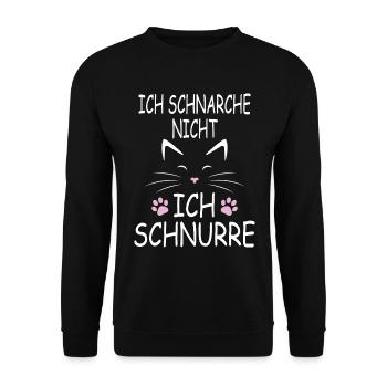 Ich schnarche nicht ich schnurre - Unisex Pullover - Schwarz - Vorne - Alina (178cm) & Michal (187cm)