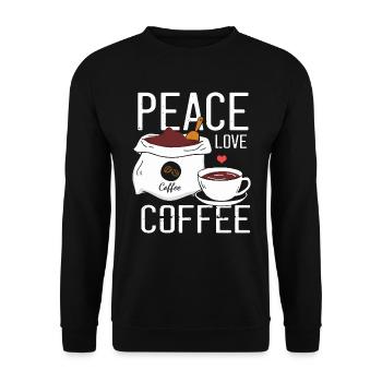 Kaffee-Enthusiasten Design-T-Shirts - Peace Love C - Unisex Pullover - Schwarz - Vorne - Alina (178cm) & Michal (187cm)