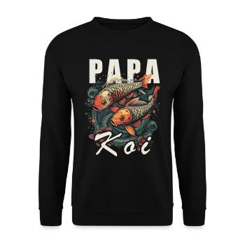 Papa Koi Japanischer Vatertag - Unisex Pullover - Schwarz - Vorne - Alina (178cm) & Michal (187cm)