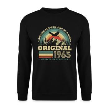 Original 1965 Jahrgang Vintage Geburtstag Retro - Unisex Pullover - Schwarz - Vorne - Alina (178cm) & Michal (187cm)