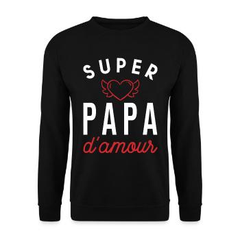Super papa d'amour - cadeau fête des pères humour - Sweat-shirt Unisexe - noir - Devant - Alina (178cm) & Michal (187cm)