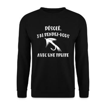rendez-vous avec une truite - Sweat-shirt Unisexe - noir - Devant - Alina (178cm) & Michal (187cm)