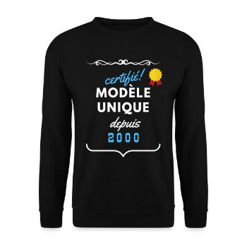 certifié modèle unique depuis 2000 - Sweat-shirt Unisexe - noir - Devant - Alina (178cm) & Michal (187cm)
