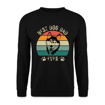 Chien Husky Chien Papa Fête des Pères Rétro Anniversaire - Sweat-shirt Unisexe - noir - Devant - Alina (178cm) & Michal (187cm)