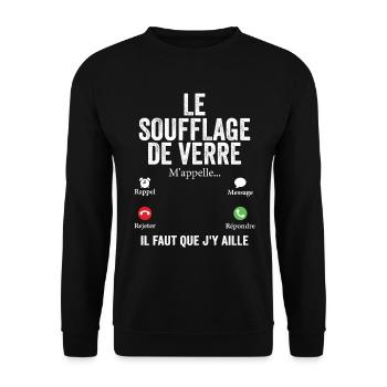 Le soufflage de verre M'appelle Humour Souffleur - Sweat-shirt Unisexe - noir - Devant - Alina (178cm) & Michal (187cm)