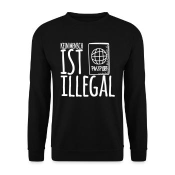 Kein Mensch ist illegal - Menschenrechte - Unisex Pullover - Schwarz - Vorne - Alina (178cm) & Michal (187cm)