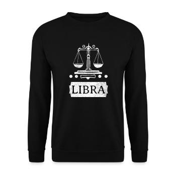 Waage Sternzeichen - Unisex Pullover - Schwarz - Vorne - Alina (178cm) & Michal (187cm)