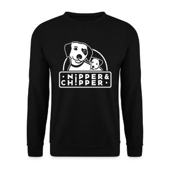 Nipper & Chipper Logo - Unisex Pullover - Schwarz - Vorne - Alina (178cm) & Michal (187cm)