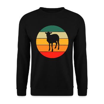 Retro Schaf - Unisex Pullover - Schwarz - Vorne - Alina (178cm) & Michal (187cm)