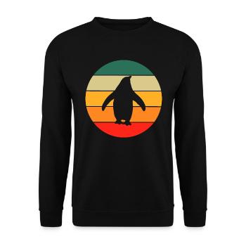 Pingouin rétro - Sweat-shirt Unisexe - noir - Devant - Alina (178cm) & Michal (187cm)