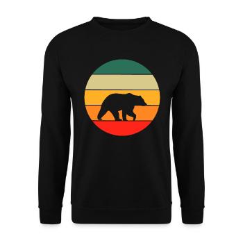 Retro Braunbär Grizzly Bär - Unisex Pullover - Schwarz - Vorne - Alina (178cm) & Michal (187cm)