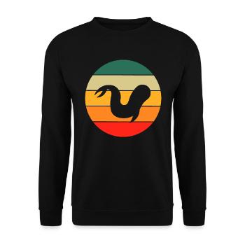 Retro Beluga Wal - Unisex Pullover - Schwarz - Vorne - Alina (178cm) & Michal (187cm)