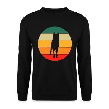 Wald Tierliebhaber Tierfreund Geschenk Retro Wolf - Unisex Pullover - Schwarz - Vorne - Alina (178cm) & Michal (187cm)