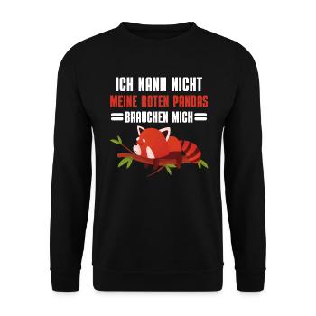 Zoo Tierliebhaber Geschenk Lustiges Roter Panda - Unisex Pullover - Schwarz - Vorne - Alina (178cm) & Michal (187cm)