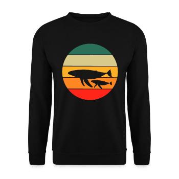 Retro Killer Whale Ocean Animal Sea Animal Gift Whale - Unisex Sweatshirt - black - Front - Alina (178cm) & Michal (187cm)
