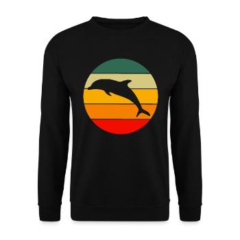 Ocean Animal Sea Animal Gift Retro Dolphin - Unisex Sweatshirt - black - Front - Alina (178cm) & Michal (187cm)