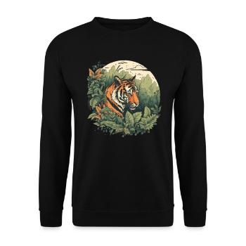 Rainforest Predator Asia Animal Gift Tiger - Unisex Sweatshirt - black - Front - Alina (178cm) & Michal (187cm)