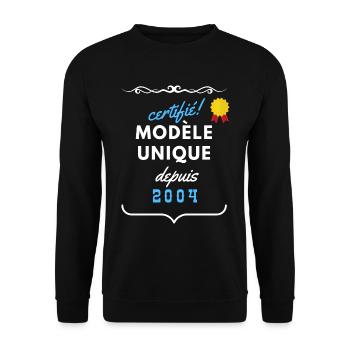 certifié modèle unique depuis 2004 - Sweat-shirt Unisexe - noir - Devant - Alina (178cm) & Michal (187cm)