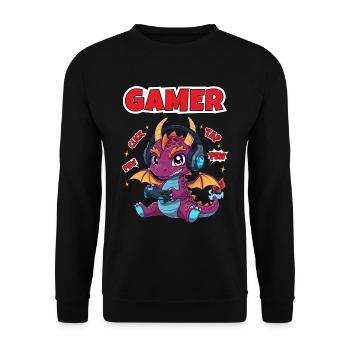 Gaming Fans Dragon Gamer Kids - Unisex Sweatshirt - black - Front - Alina (178cm) & Michal (187cm)