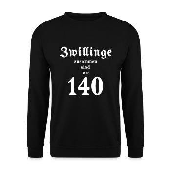 Geburtstag 70 Jahre Zwillinge Lustig Fun Geschenk - Unisex Pullover - Schwarz - Vorne - Alina (178cm) & Michal (187cm)