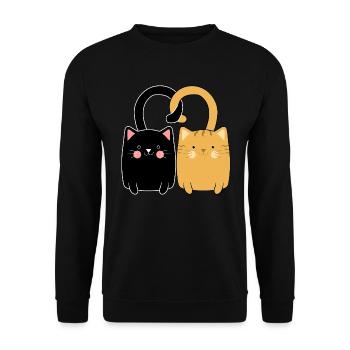 Katzen Verliebt Katzenliebe Valentinstag Geschenk - Unisex Pullover - Schwarz - Vorne - Alina (178cm) & Michal (187cm)
