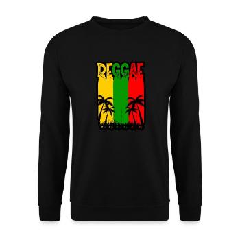 REGGAE, MARLEY, RASTA, RASTAFARI, BEACH DESIGN - Sweat-shirt Unisexe - noir - Devant - Alina (178cm) & Michal (187cm)