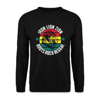 IRON LION ZION, ROOTS ROCK REGGAE, Marley, Rasta - Unisex Sweatshirt - black - Front - Alina (178cm) & Michal (187cm)